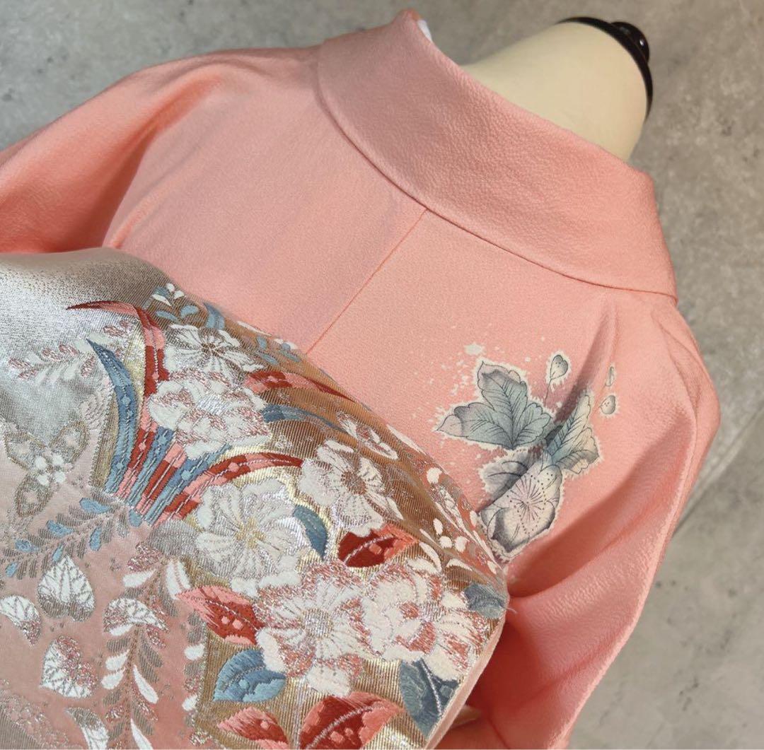 訪問着フルセット　辻が花　正絹　ピンク