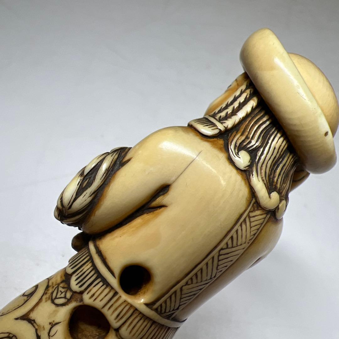 時代　極上　ラッタン人大振根付　48g高さ約10㎝　東Y8-0203☆2F