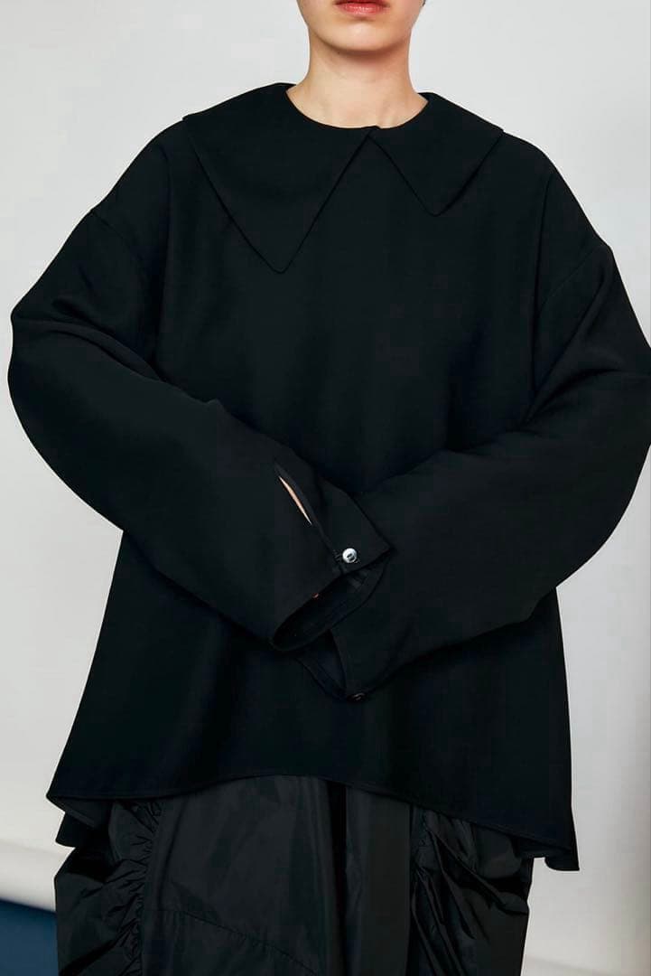 新品タグ付き✨ENFOLD エンフォルド アシンメトリーカラー ブラウス 黒 M