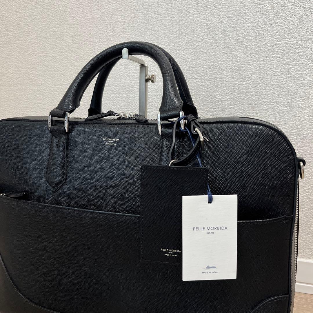 【新品タグ付】PELLE MORBIDA ビジネスバッグ ブラック 牛革
