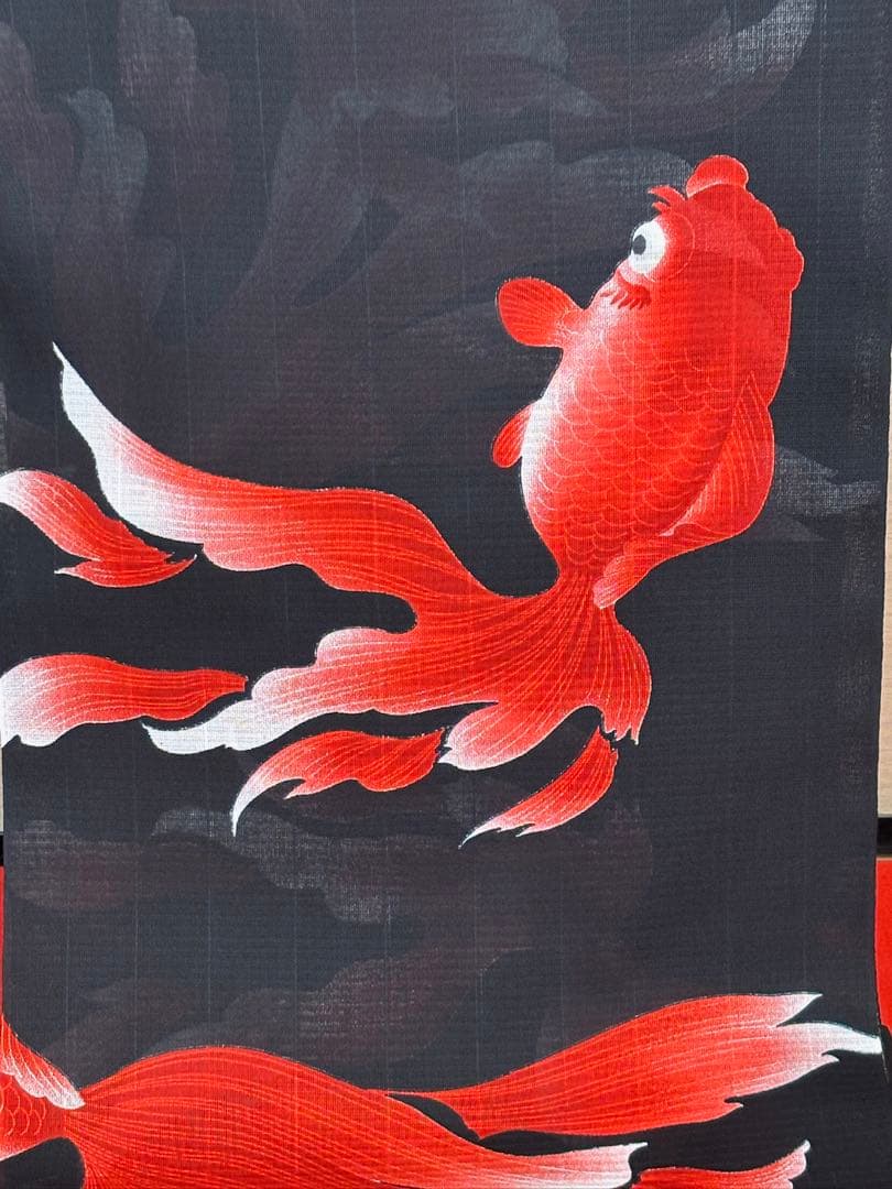 ☆aman様☆ 誉田屋源兵衛 反物 472 金魚 黒地 赤 綿