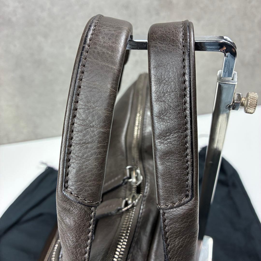 エルメネジルド ゼニア 2way レザー ビジネスバッグ ダークブラウン