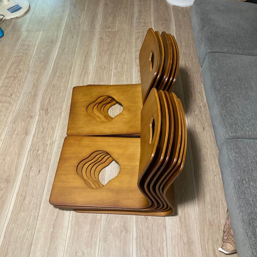 まとめ売り　木製座椅子　12脚セット　曲げ座椅子　和座椅子　旅館　座敷　①