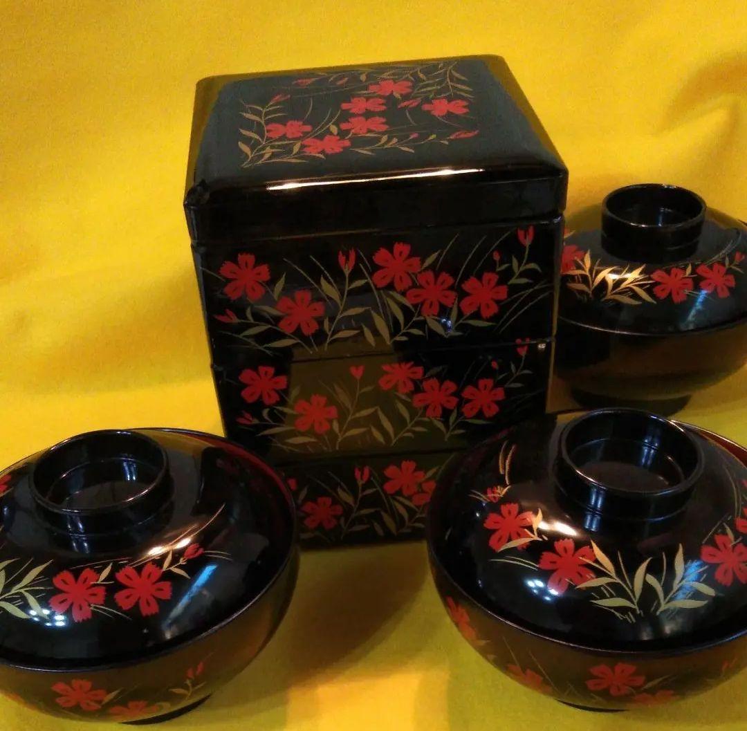 ミニ三段重箱と蓋付きお椀 3客セット