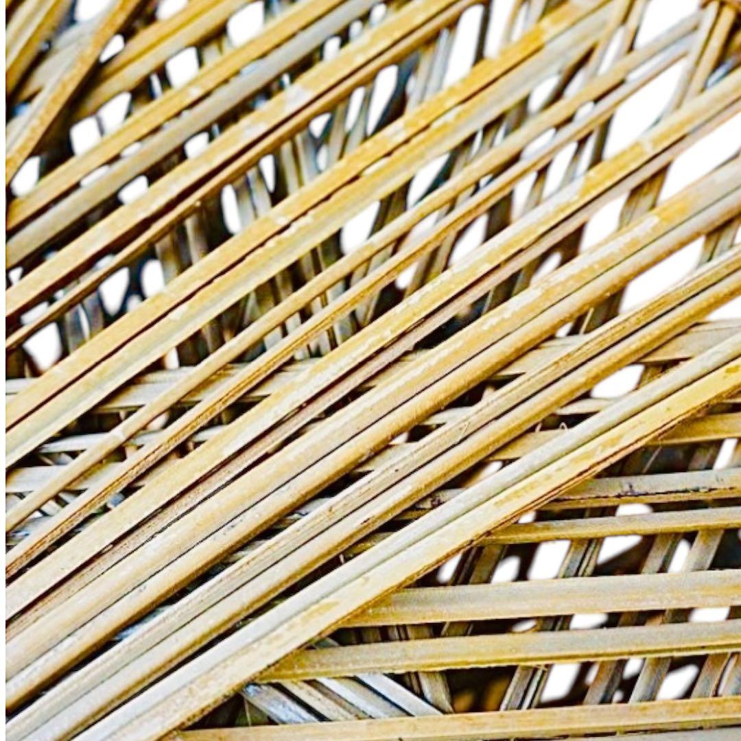 1970–80’s ヴィンテージ ラタン ラウンド サイドテーブル｜ガラス天板