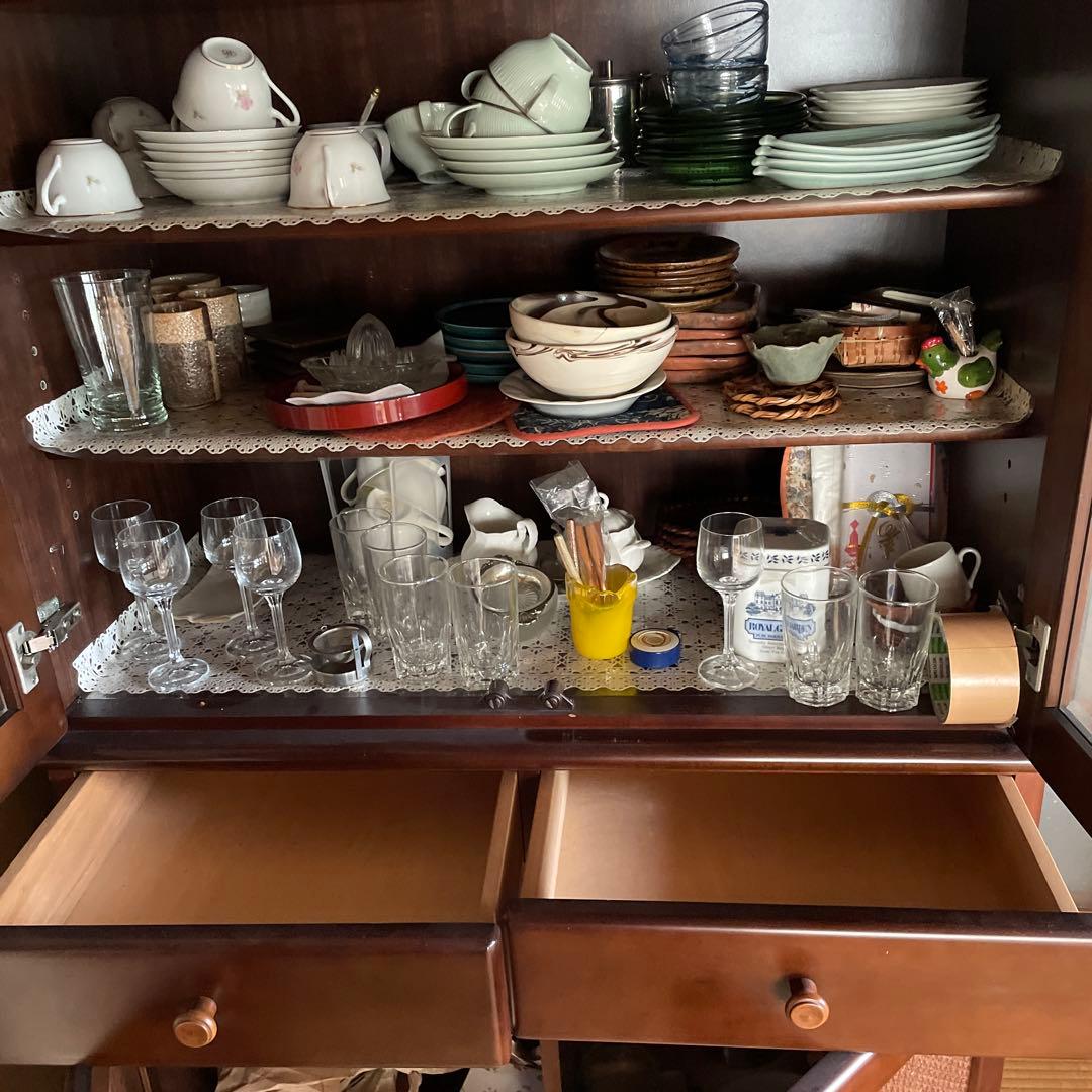 YAMAHA 食器棚　ガラス扉　昭和レトロ ヤマハの家具　ヴィンテージ家具
