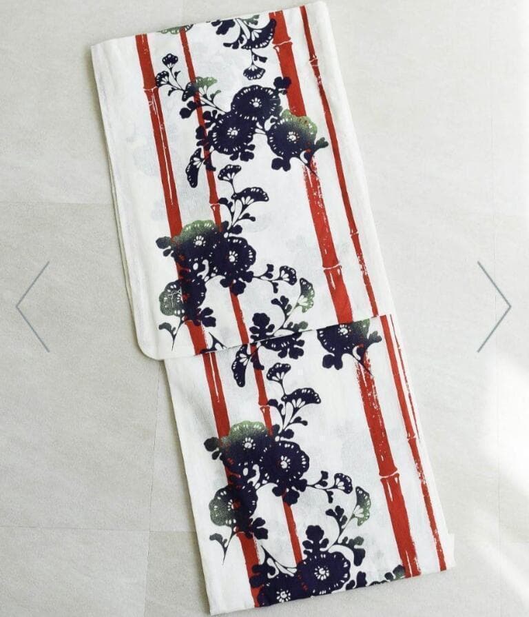 画像の帯、お任せ帯締め、お任せ下駄つき◆◆◆気品紅竹と菊影絵浴衣