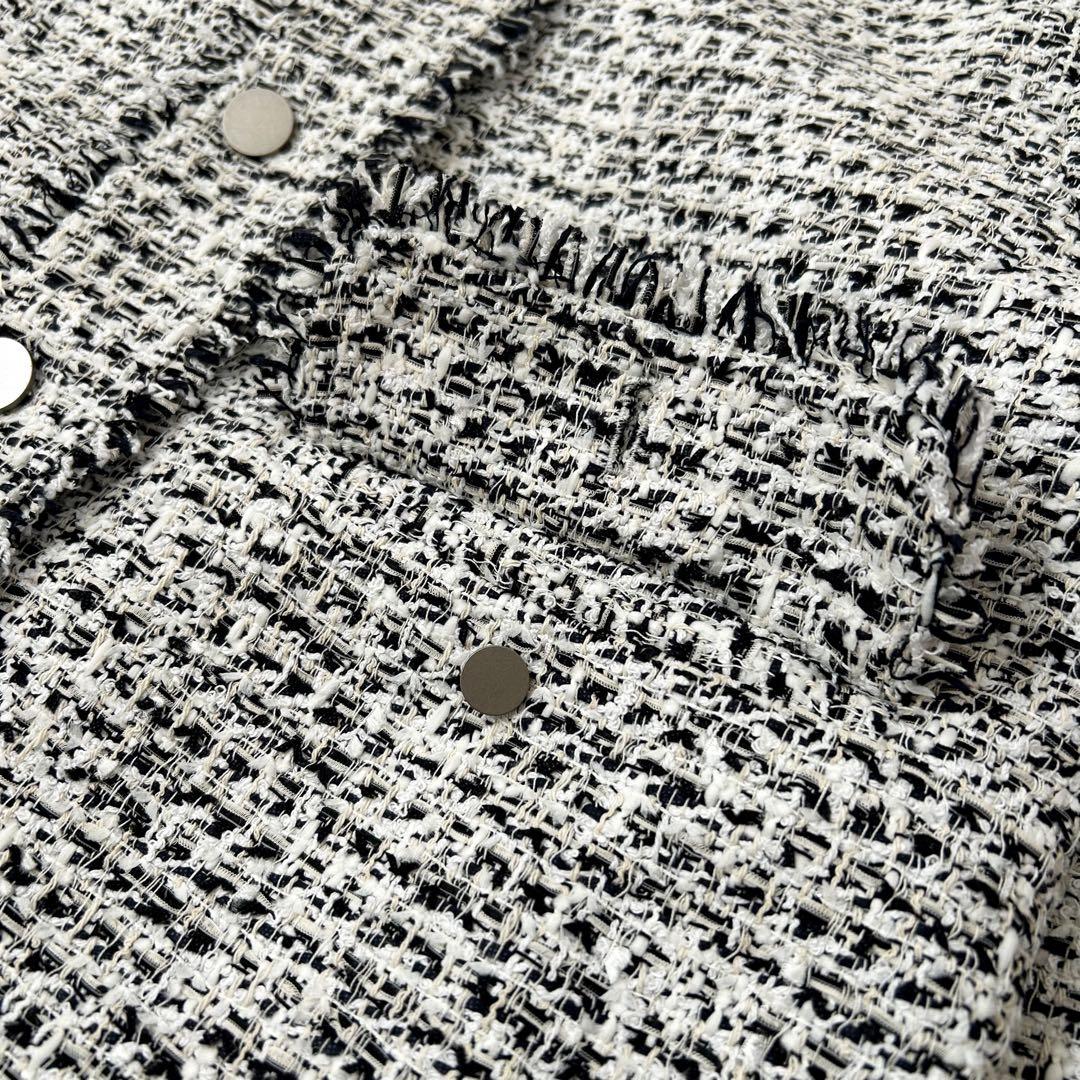 【美品】2025SS theory luxeツイードノーカラージャケット 38