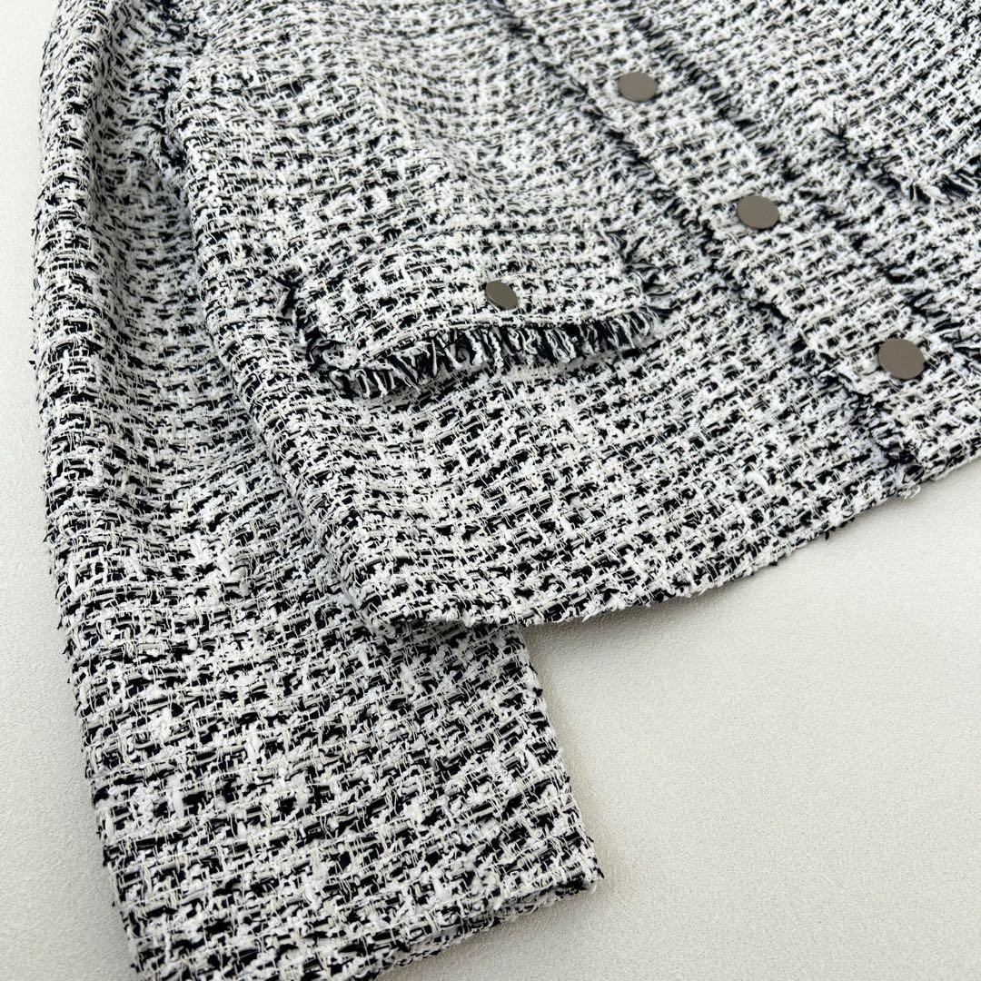 【美品】2025SS theory luxeツイードノーカラージャケット 38