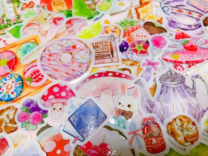 可愛いい❤️❤️フレークシール( ⸝⸝•ᴗ•⸝⸝ )うさちゃんの夏のピクニック♡♡