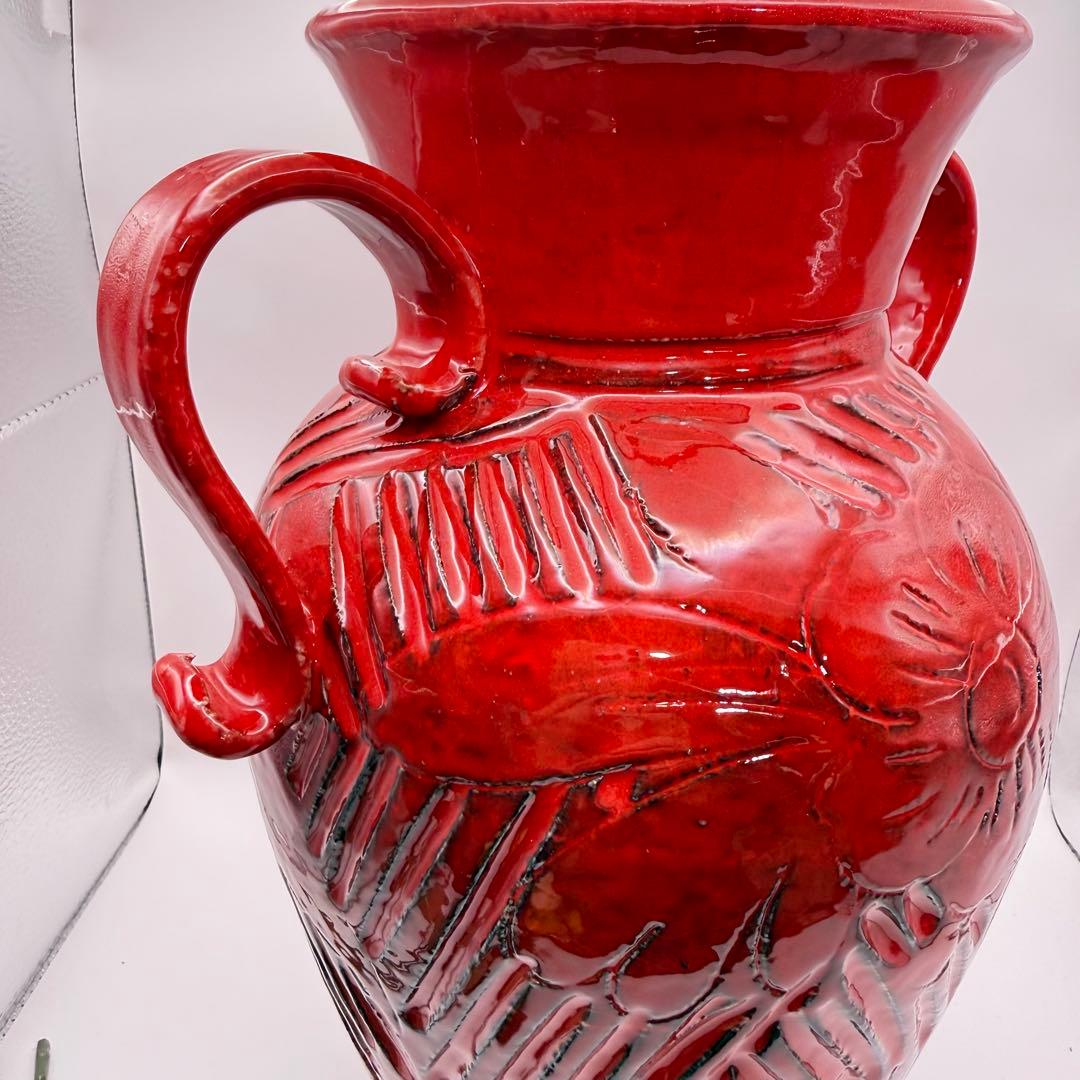 花瓶　イタリア製　サルデリ　イタリアンレッド　赤　花器　陶器製　フラワーベース