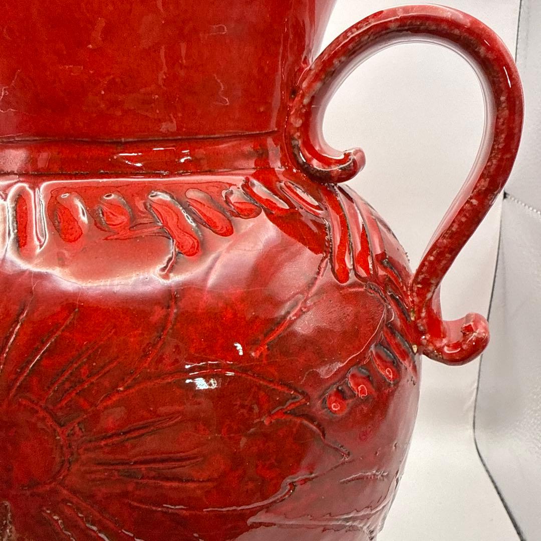 花瓶　イタリア製　サルデリ　イタリアンレッド　赤　花器　陶器製　フラワーベース
