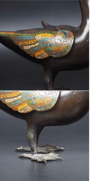 送料無料旧家蔵出 18-19世紀 銅製鴨形香炉/鴨子香薫　真作保証