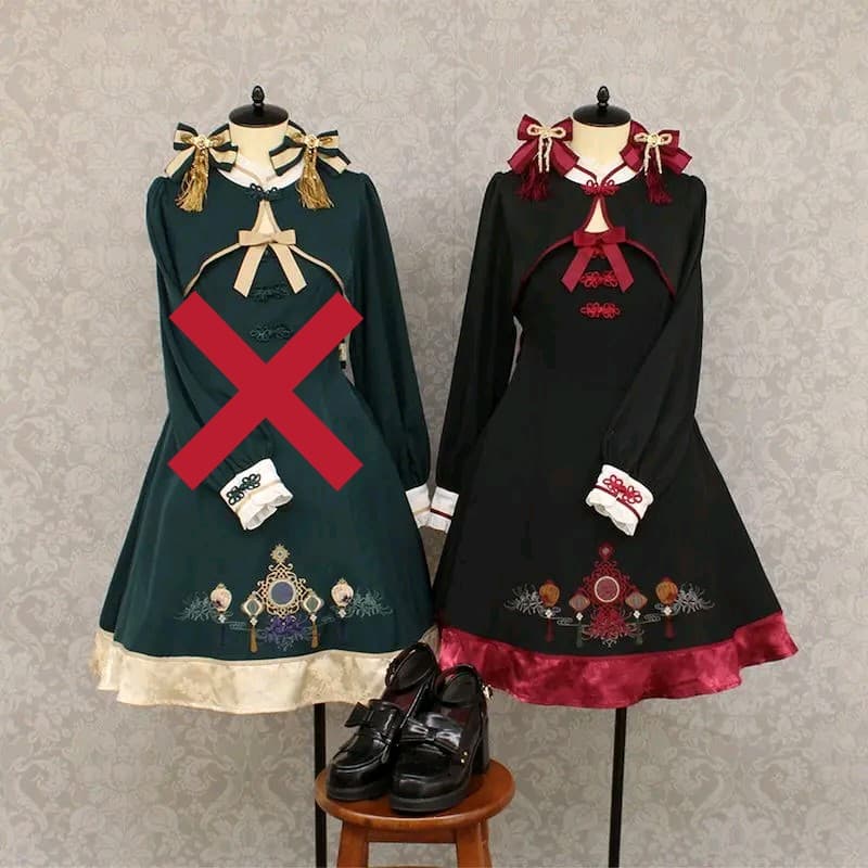 【中古】Amavel 曼珠沙華と灯籠のチャイナワンピース (ブラック)