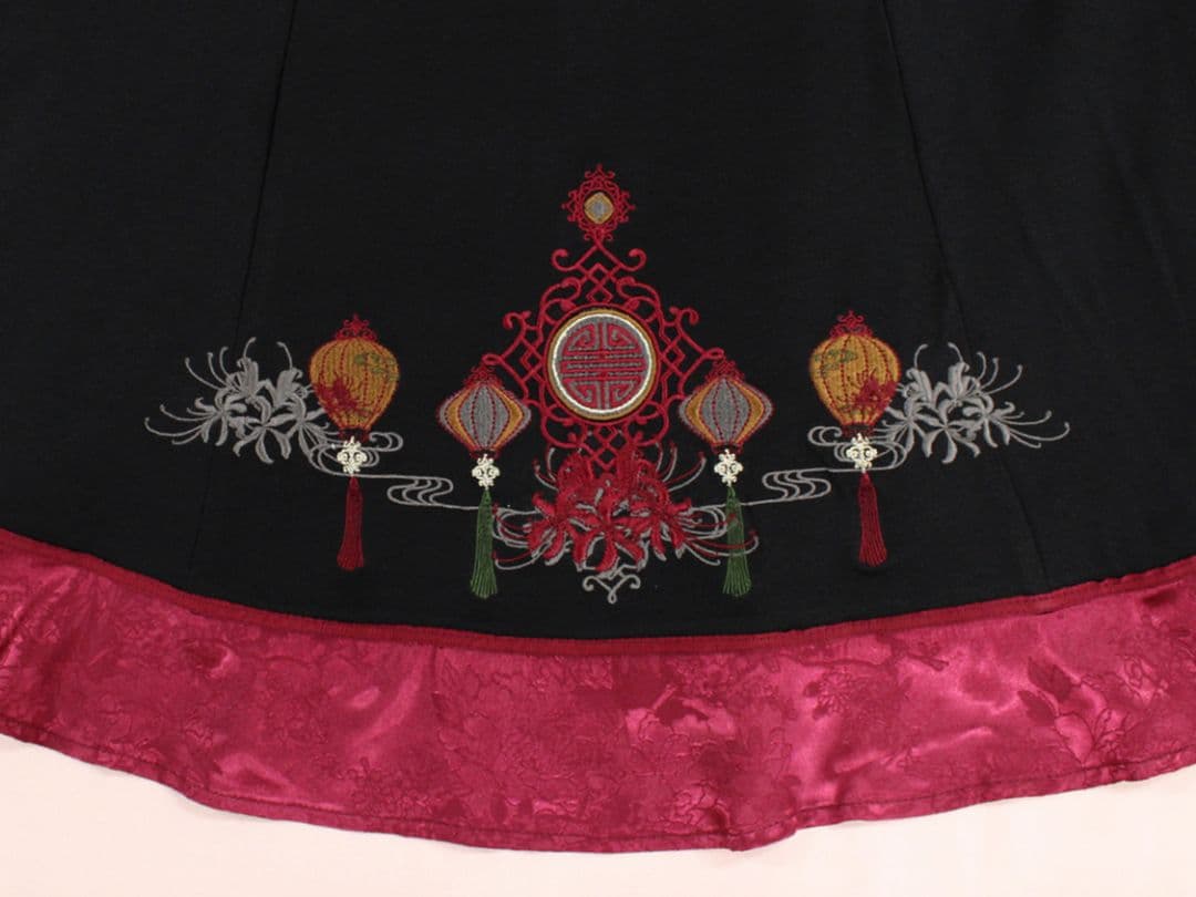 【中古】Amavel 曼珠沙華と灯籠のチャイナワンピース (ブラック)