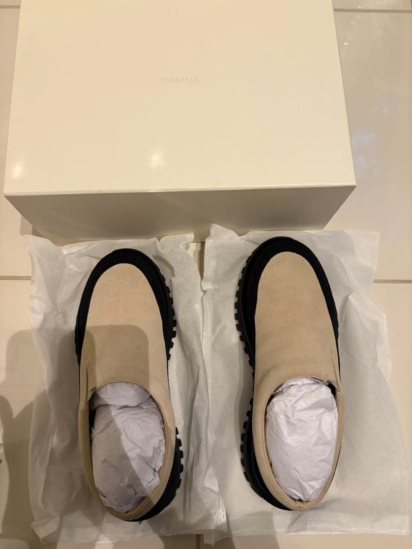 TODAYFUL Vibramレザーソールサボ　スリッポン　サンダル　ベージュ