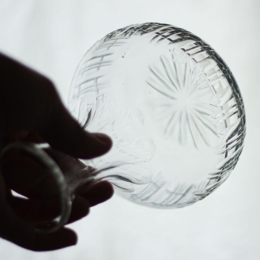 大正　水差し　花瓶　カット　ガラス