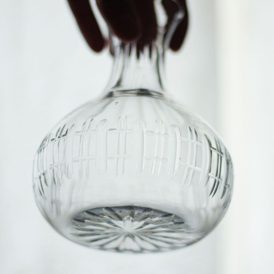 大正　水差し　花瓶　カット　ガラス