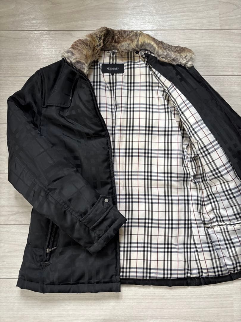 BURBERRY BLACK LABEL ファー付きダウンジャケット L