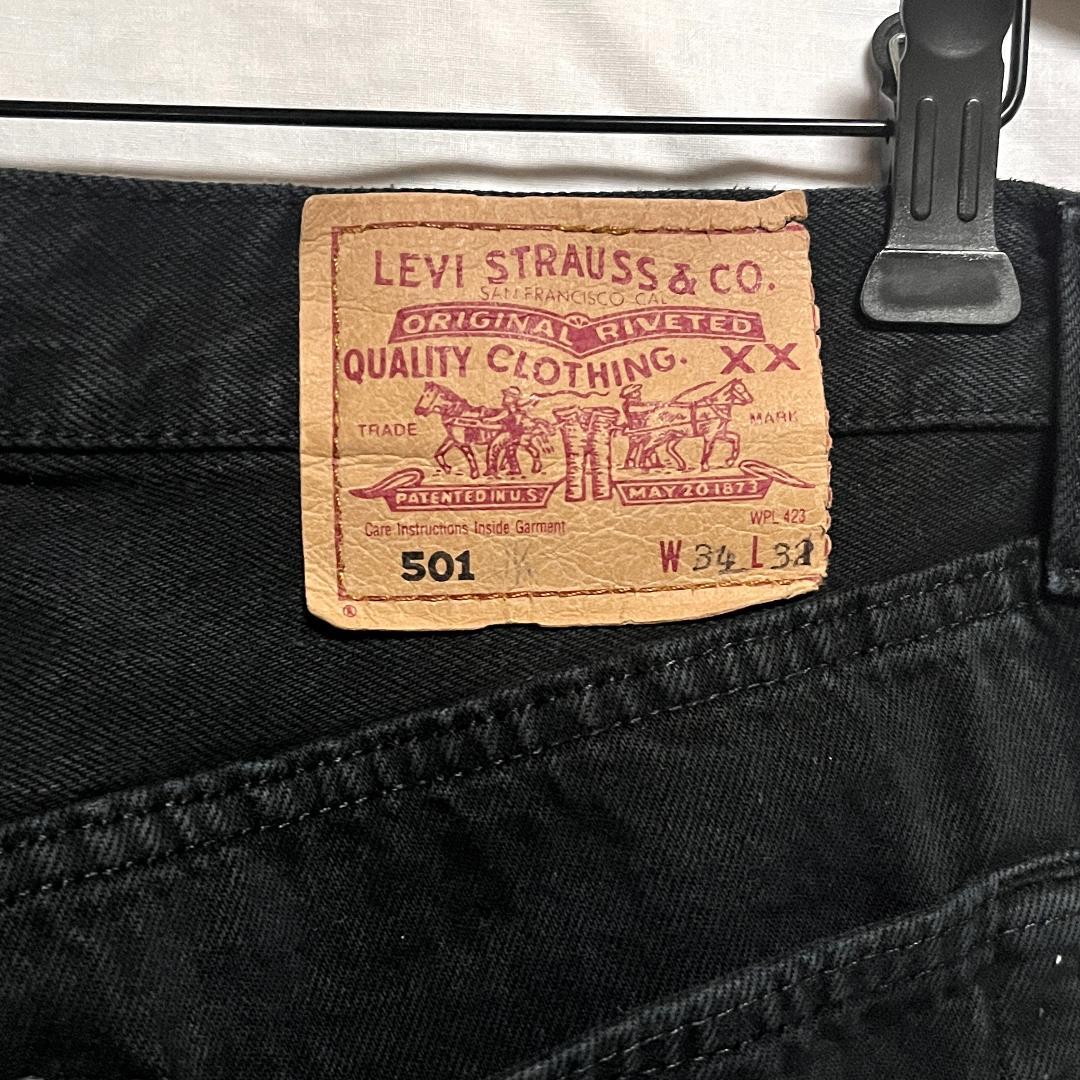 90's 英国製 Levi's ユーロリーバイス 501 後染め 黒 W34