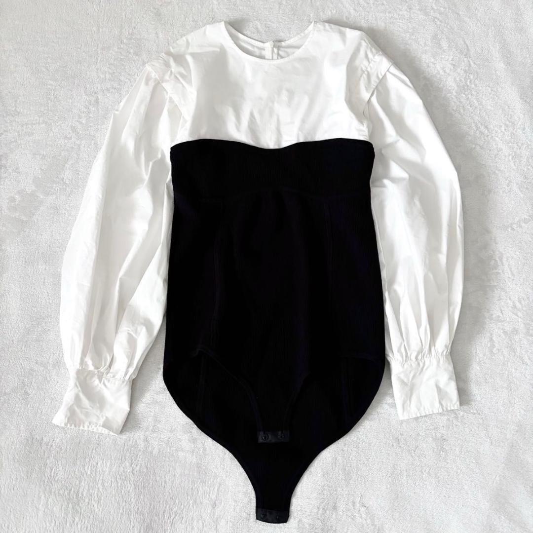 ETRE TOKYO ニットビスチェボリュームスリーブブラウス　ホワイト　エトレ