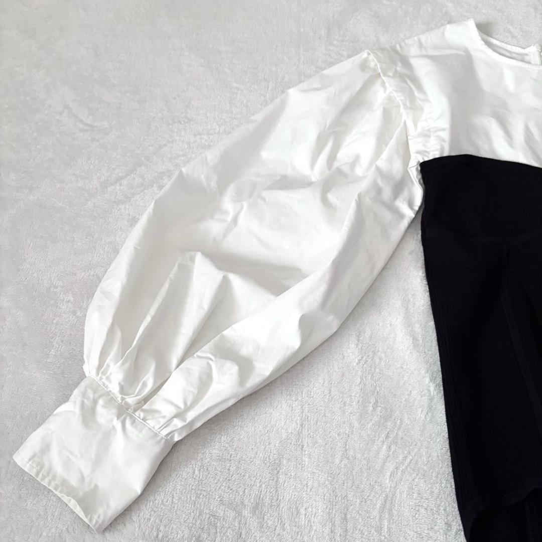 ETRE TOKYO ニットビスチェボリュームスリーブブラウス　ホワイト　エトレ