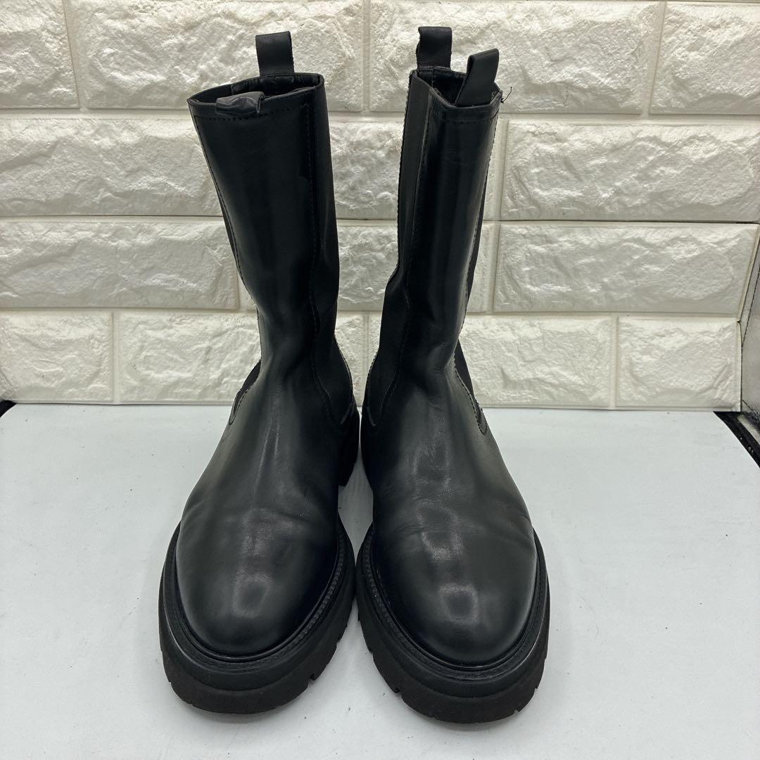 【良品】パスクッチ サイドゴアブーツ 38 チェルシーブーツ トラックソール 黒