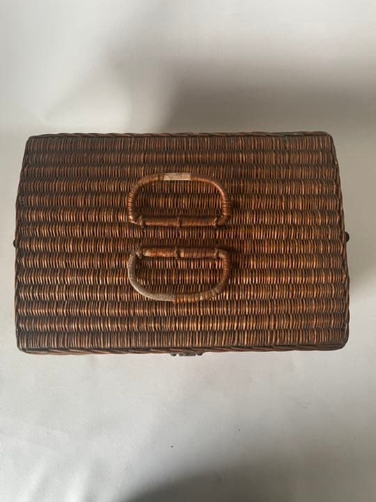 函館区 鐵藏 製 かなり古い 藤 ラタン 天然素材 手付き バスケット  戦前