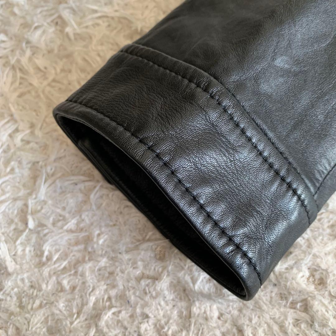 極美品✨23区 ラムレザーシングルライダース 大きいサイズ 44 ブラック