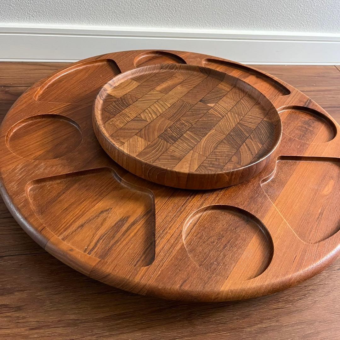 北欧デンマークDIGSMED社チークの回転トレイ（ターンテーブル）