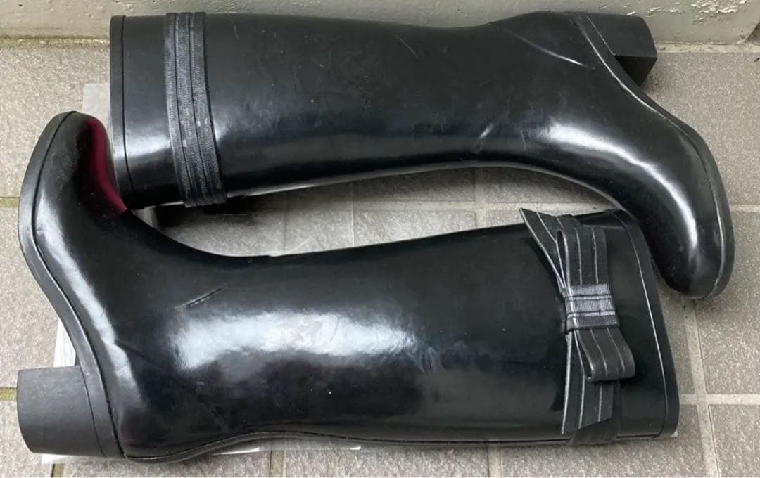 ★kate spade★ケイトスペード リボン ブラック レインブーツ 長靴 黒