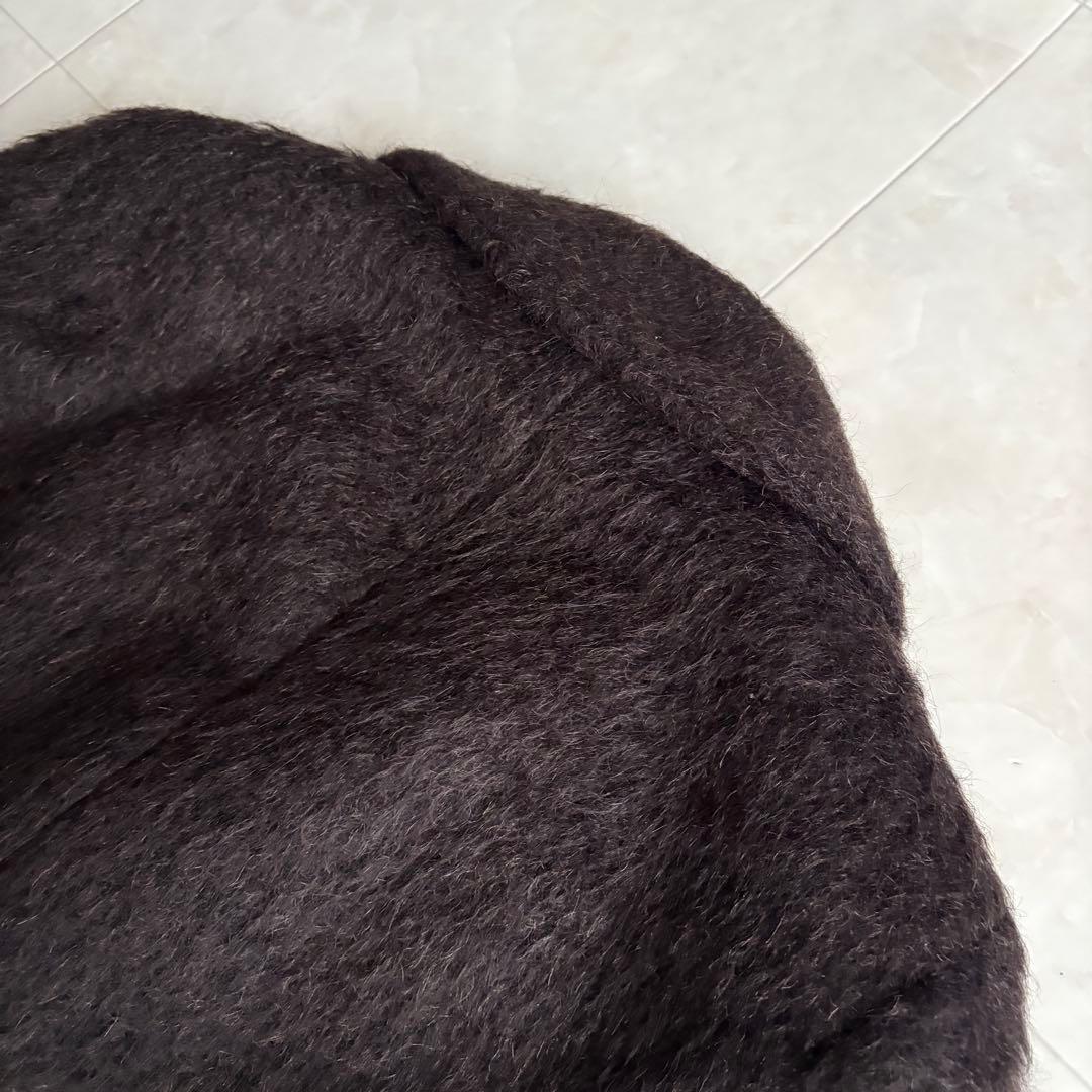 美品✨MaxMara アルパカ混シャギーロングコート 本革 イタリア製 44 茶
