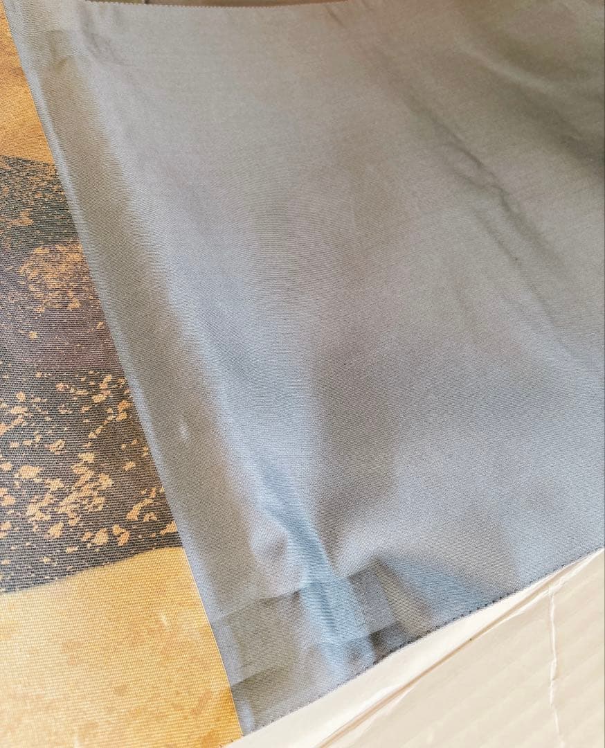 手描きの鶏ニワトリとひよこが可愛い箔の袋帯　六通　グレー灰色金箔銀箔