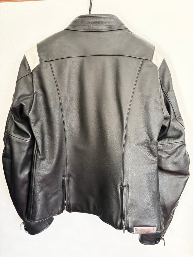  バイク用 レザージャケット ブラック/ホワイト レディース