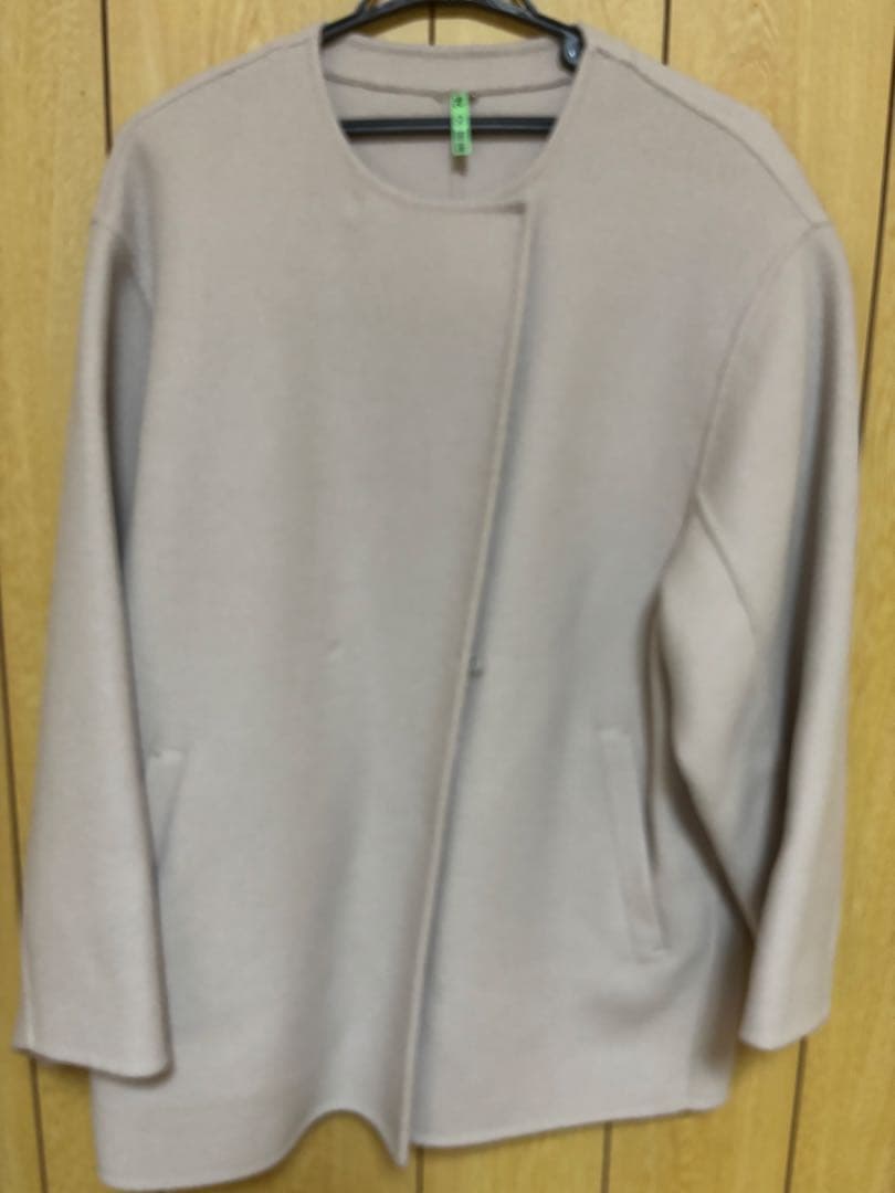 【クリーニング済】souple wool ダブルフェイスノーカラーコート