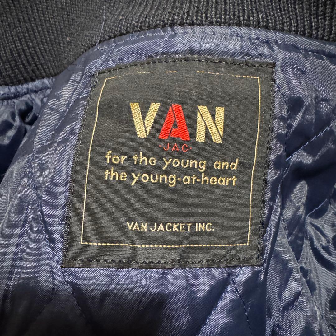 80s 当時物 VAN 袖革 スタジャン ブラック　レザー