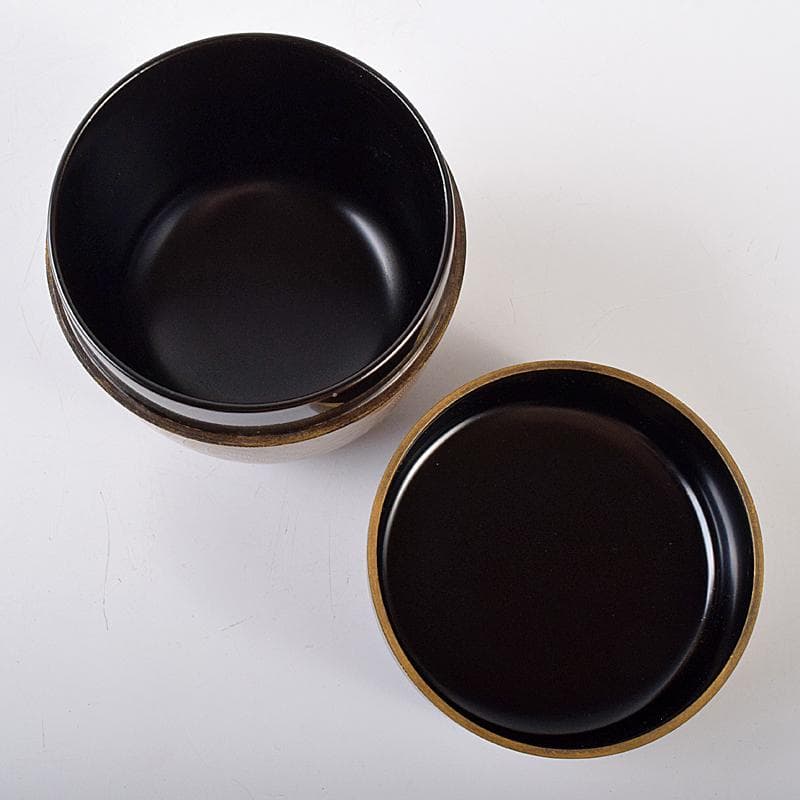 茶道具　輪島塗　峰秀堂　山崖徹郎作　沈金　しのぶ文　棗　共布共箱　V　R7967