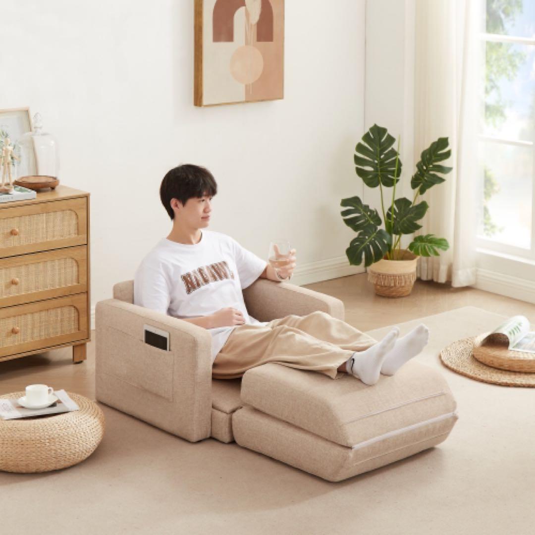 【シングル】ソファーベッド 折りたたみベッド ローソファー