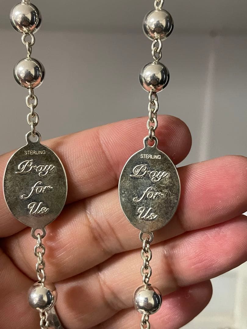 シルバー925製 4大天使のメダイのロザリオ キリスト教聖品