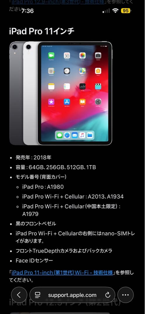 Apple iPad Pro (11インチ)スペースグレー 本体