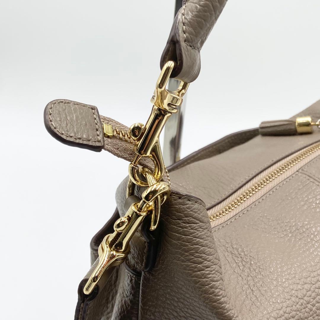 極美品　ATAO アタオ　ウィークエンド　ショルダーバッグ　レザー　トープ