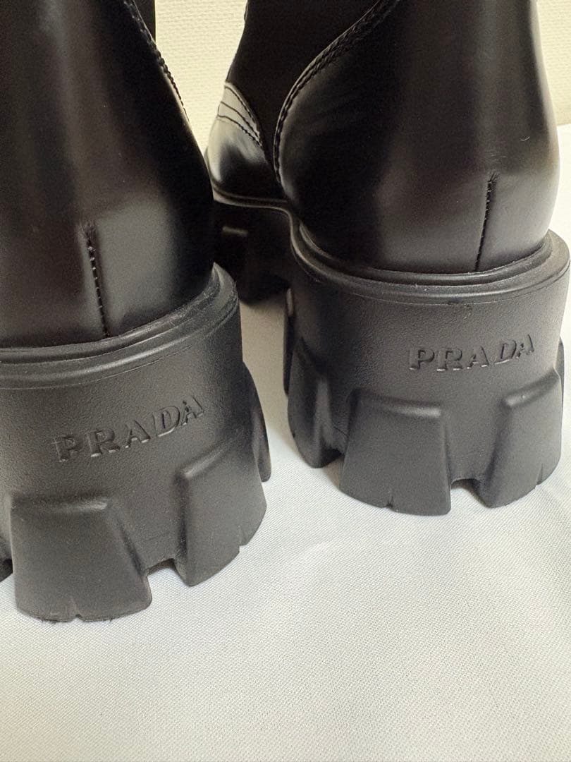 【新品未使用】PRADA Re-Nylon レザー モノリス ブーツ　黒　36