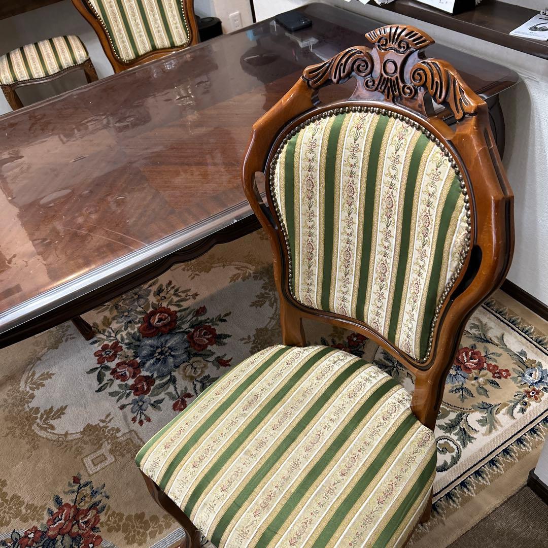 クラシックストライプ柄ダイニングチェア