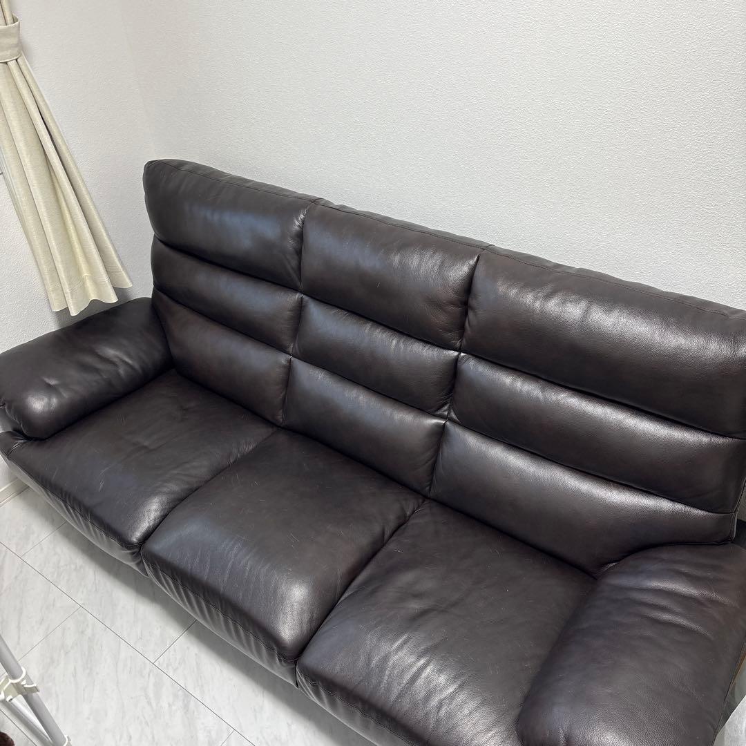 傷多数あり！3人掛けソファ　ハイバック　ダークブラウン