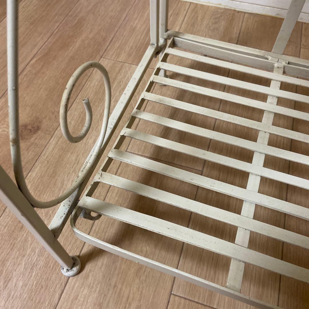 アイアンラック　オープンラック　4段　フェミニン　姫系　アイアンフレーム　白