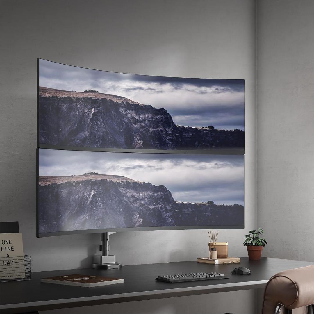 ACCURTEK 2画面モニターアーム ガス式 最大57インチ 耐荷重27kg