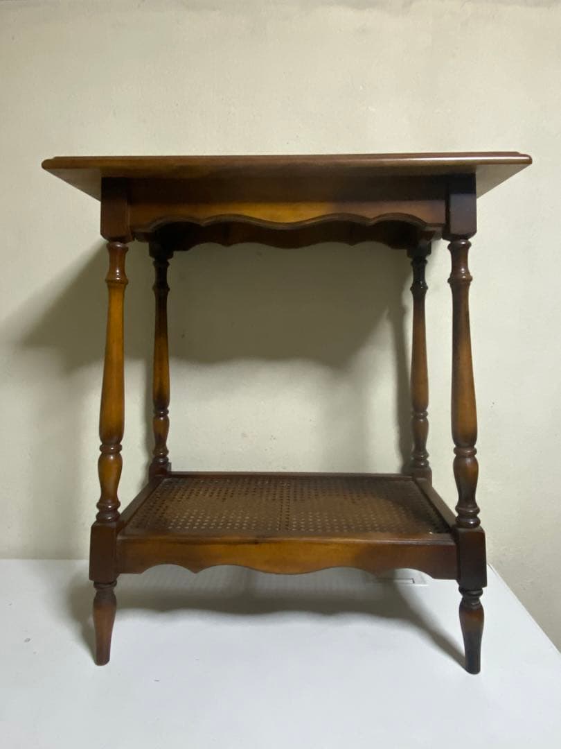 長期自宅保管品 オールドカリモク サイドテーブル 花台 電話台 旧カタカナロゴ