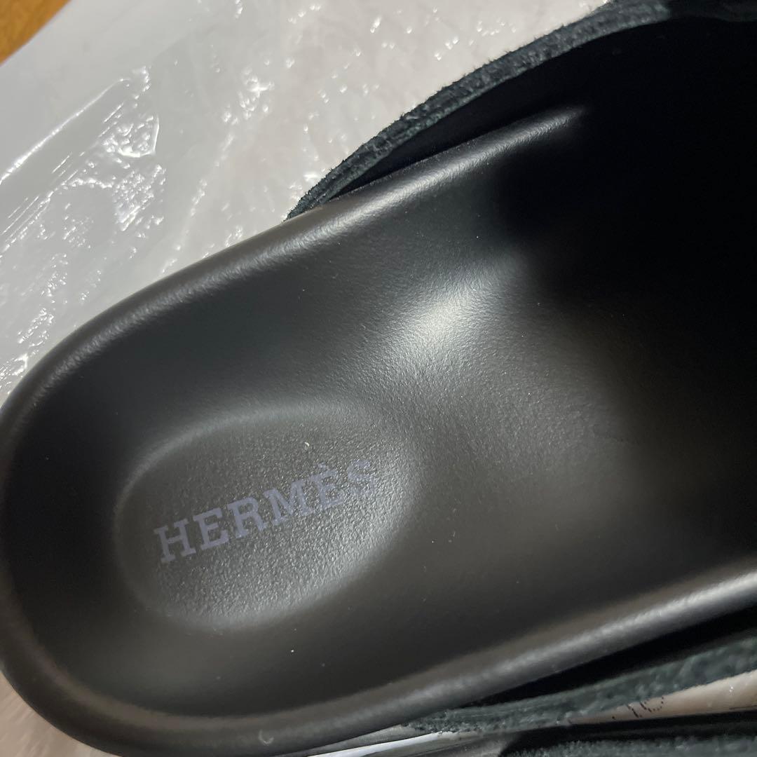 HERMES ☆美品☆ ブラック スエード ミュール スリッポン ゴー