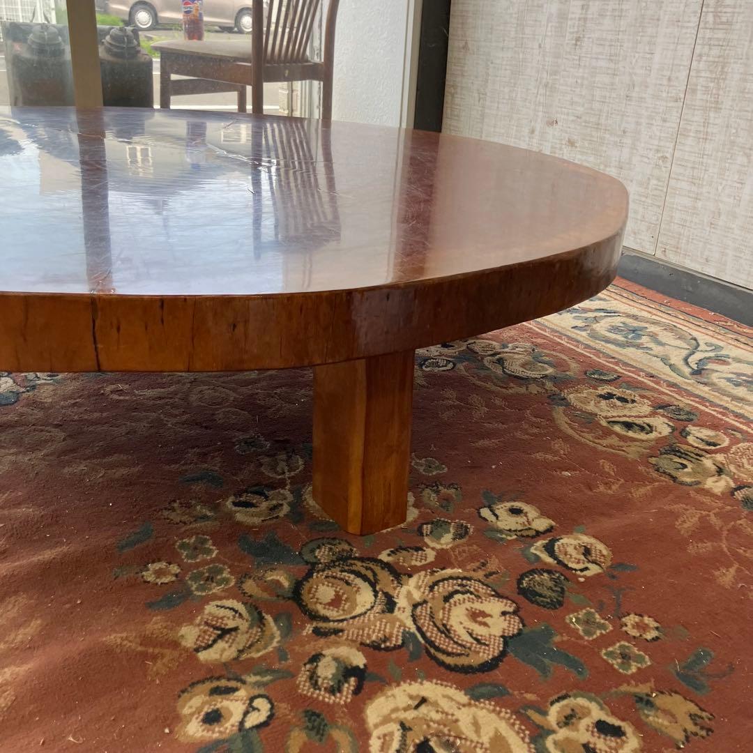 昭和レトロ 銘木 欅材 一枚板 大型座卓 円卓 センターテーブル サイドテーブル