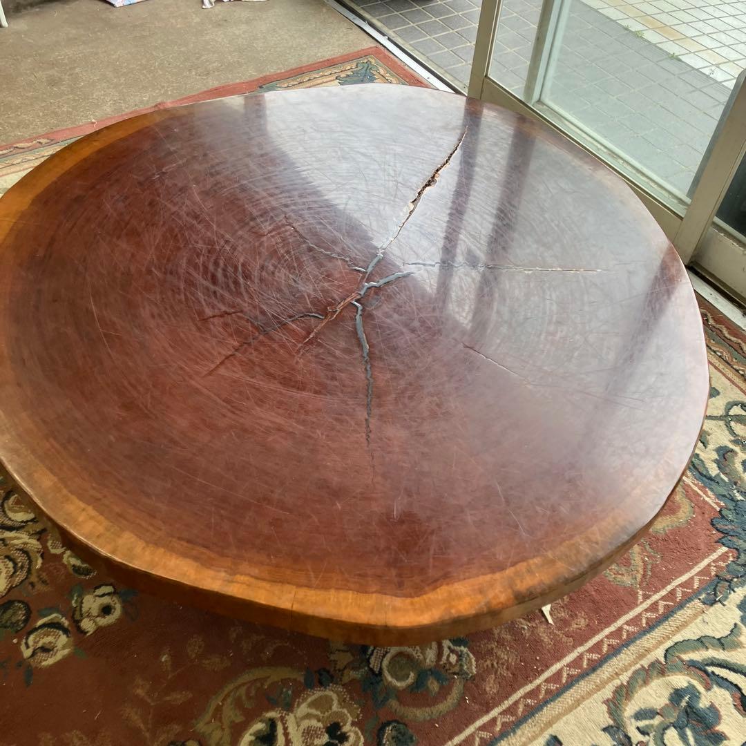 昭和レトロ 銘木 欅材 一枚板 大型座卓 円卓 センターテーブル サイドテーブル